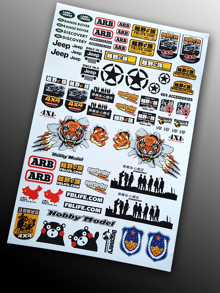 

Sticker Transparent Stickers For 1/8 1/10 RC Car/Crawler/Truck/Off Road/Boat/Airplane Model 290mm*190mm