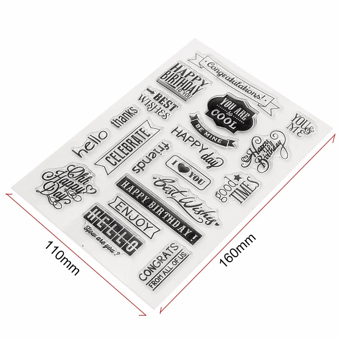 JX-LCLYL 16*11cm Happy Birthday Transparent Silicone Rubber Stamp Cling Seal Scrapbooking