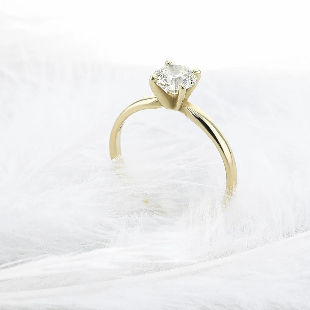 Круглое кольцо с бриллиантом 0.5ct Муассанит 14 к твердое белое золото соларит