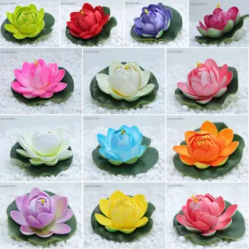 

50 pieces Artificial Fake Lotus flowers Buds Leaves Water Lilies Floating pond flowers Pool Plants Wedding Decoration C97