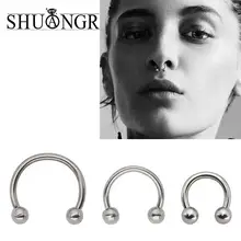 SHUANGR, медицинское титановое кольцо для губ с зажимом, кольцо для носа, пирсинг для губ, кольцо для носа для женщин, ювелирные изделия для тела