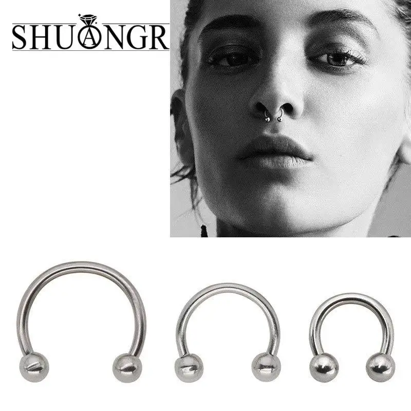 

SHUANGR Medical Titanium Fake Lip Ring C Clip Nose Ring lip Piercing Falso Nose Rings Hoop for Women Body Jewelry
