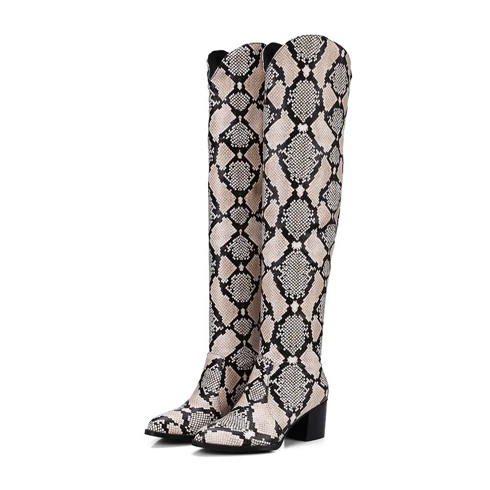KARINLUNA/брендовые рыцарские сапоги в западном стиле размера плюс 32-48 женские сапоги до колена из лакированной искусственной кожи г. Женская зимняя обувь на высоком каблуке