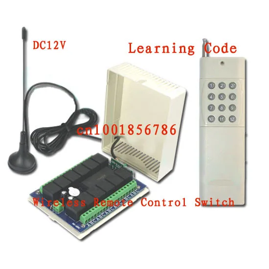 Free shipping 3000M 12V 12CH channel Relay Receiver Transmitter for RFWireless Remote Control Switch System With
