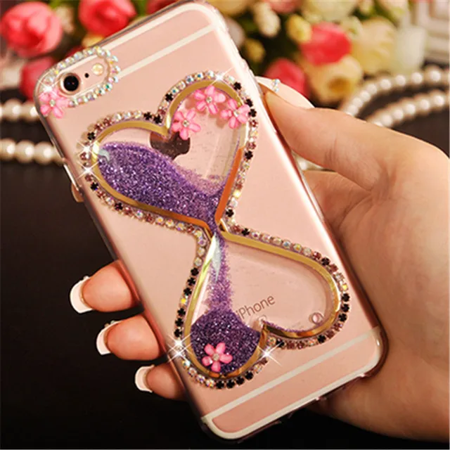 3D Hourglass Bling Glitter Diamond Flower Quicksand Phone Case Cover For Huawei Honor 8 9 Lite V8 V9 V10 7X For Nove 2 Plus 2S