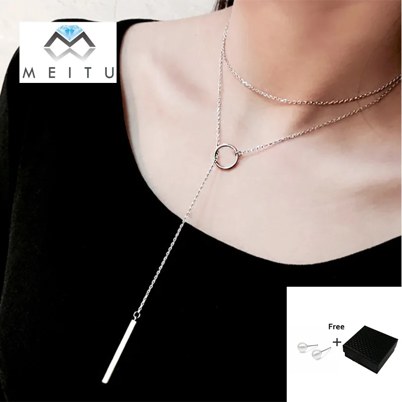 

925 Sterling Silver Necklace Wedding Dancing party Women Anniversary gift Necklace Geometric Pendants Jewelry Accessories N-66