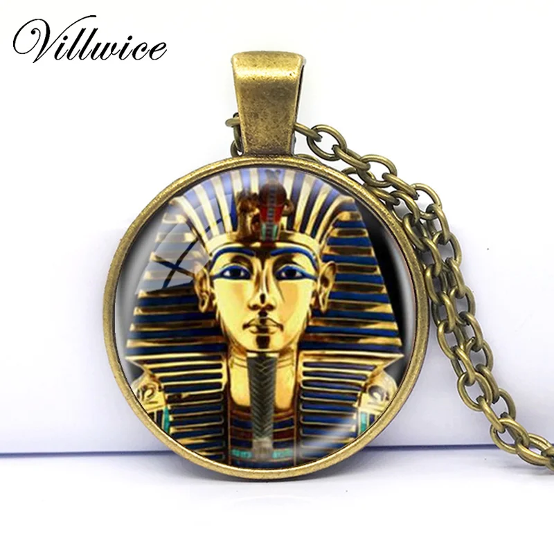 King Tut Logo Pendant Necklace Tutankhamun Golden King Art