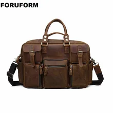 Винтажный Мужской портфель Crazy Horse из натуральной кожи, деловая сумка, большой кожаный портфель s, мужской чехол для ноутбука, сумка на плечо, LI-2289