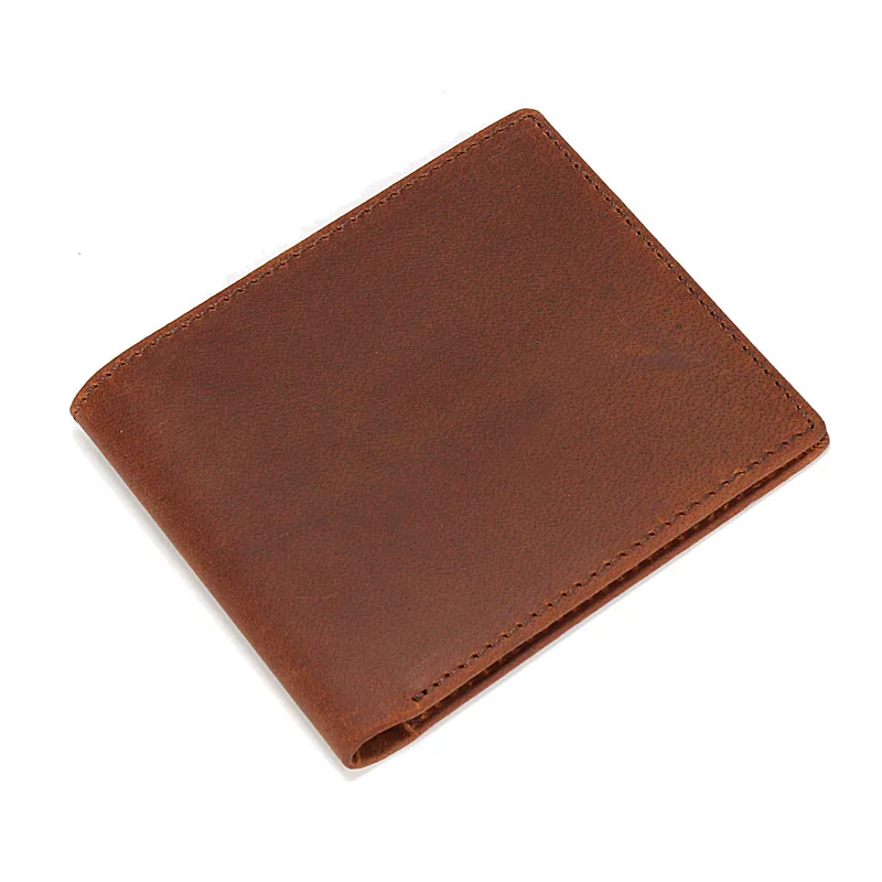 

Men Wallets Famous Brand Real Genuine Cow Leather Front Pocket Thin Purse Card Holder Fashion Slim Handmade Gift Color Brown