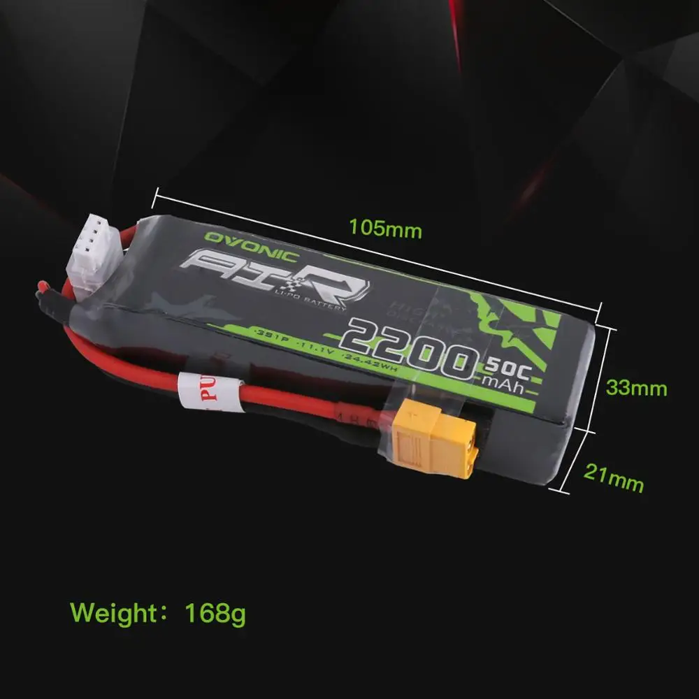 2X аккумулятор ovoic 11,1 V 2200mAh 50C-100C 3S LiPo с разъемом XT60 для радиоуправляемого квадрокоптера самолета мультимоторного Хобби diy запчасти