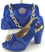ME3331 Italian Style Ladies Shoes And Matching Bag Set Pattern Rhinestones High Heel Shoes And Bag