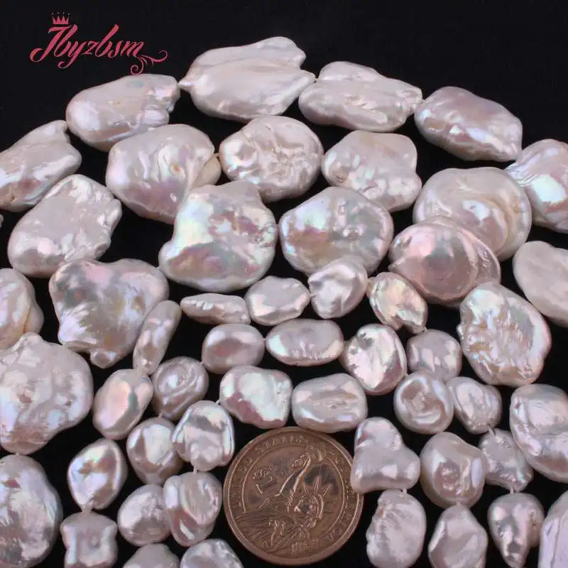 

Natural Stone Beads White Baroque Keshi Natural Freshwater Pearl For DIY Women Jewelry Making Necklace Bracelets Earring 14.5
