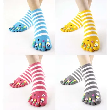 

Girls Stripe and Pure color short Cotton 5 Toes Socks Funky Socks Five fingers socks A pair For Girls or women