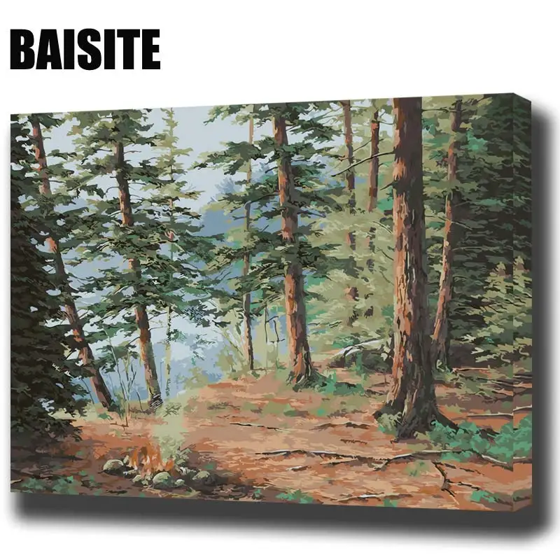 

BAISITE DIY Framed Oil Painting By Numbers Landscape Pictures Canvas Painting For Living Room Wall Art Home Decor E818