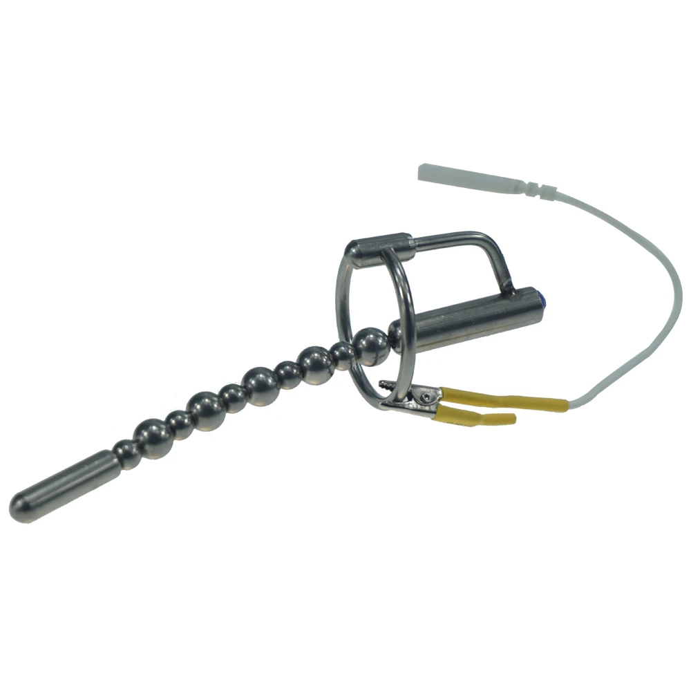 For DIY electric shock penis beads plug with ring urethral vibrator catheter electro stimulation metal dilator sex