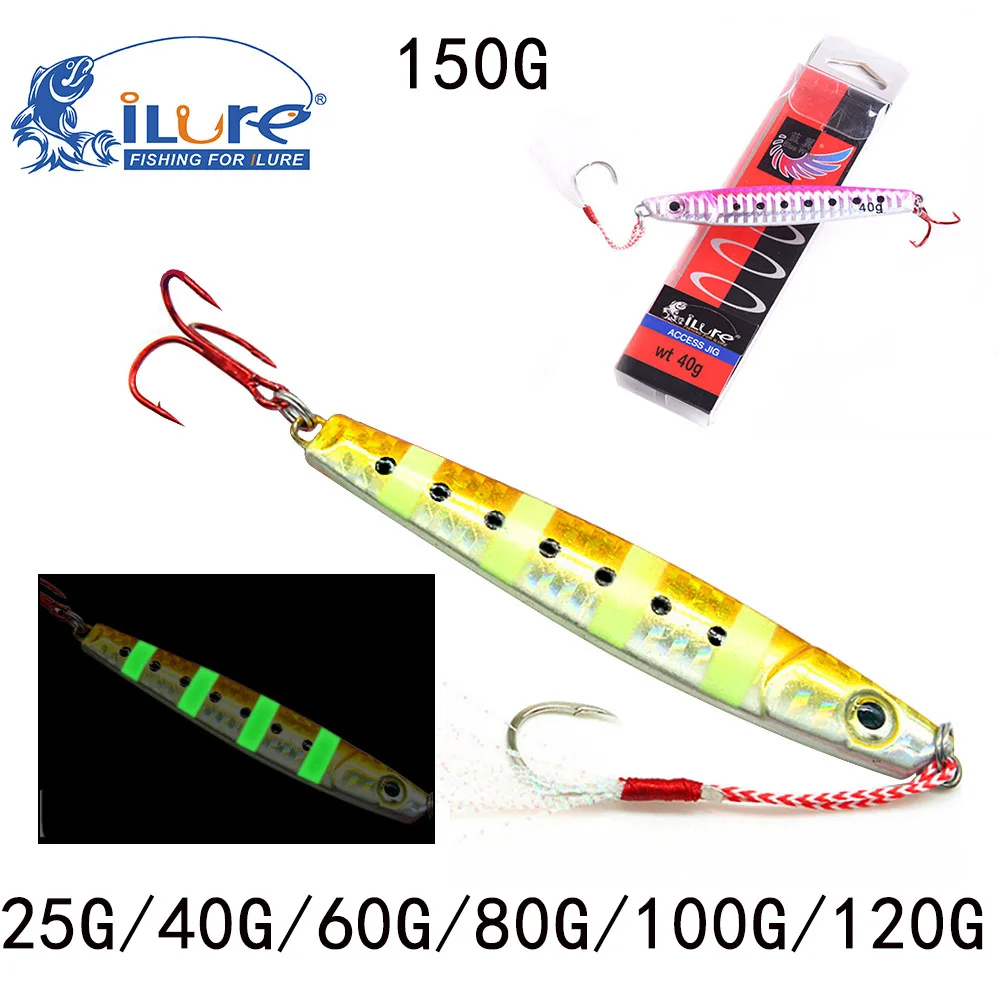 5 шт./лот glowLead приманка для рыбной ловли медленный джиг 25 г/40 г/60 г/80 г/100 г/120 г/150 г