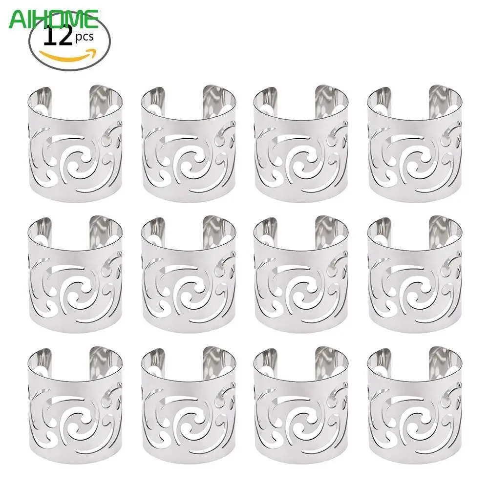 

12pcs Table Decoration Serviette Rings Napkin Holder West Dinner Towel Metal Napkin Ring Hotel Wedding Party Decoration