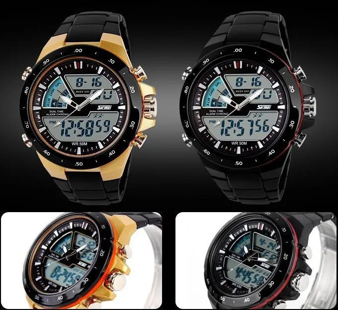 SKMEI кварцевые часы мужские спортивные Relojes мужские часы 5ATM модные цифровые часы Военные многофункциональные наручные часы Montre Homme