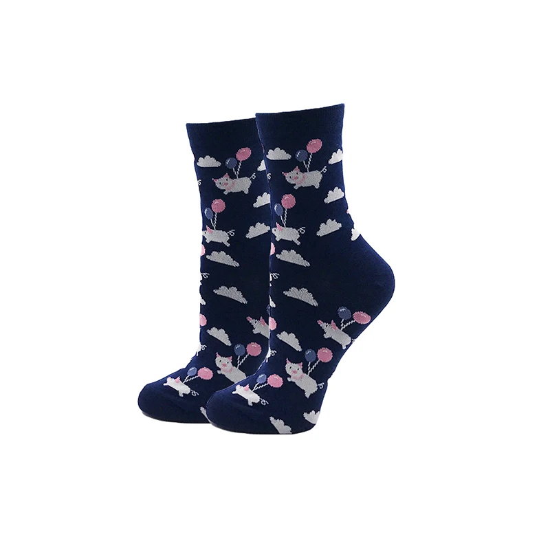 YEADU/женские носки из японского хлопка; цветные милые забавные Носки с рисунком из мультфильма «Счастливый кавайный череп»; носки с инопланетянами и авокадо для девочек; Рождественский подарок - Цвет: c298