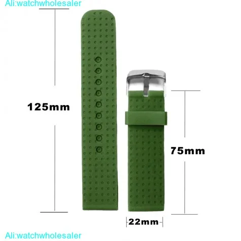 22mm Dark Forest Green Silicone Jelly Rubber Ladies Watch Band Strap WB1074U22JB