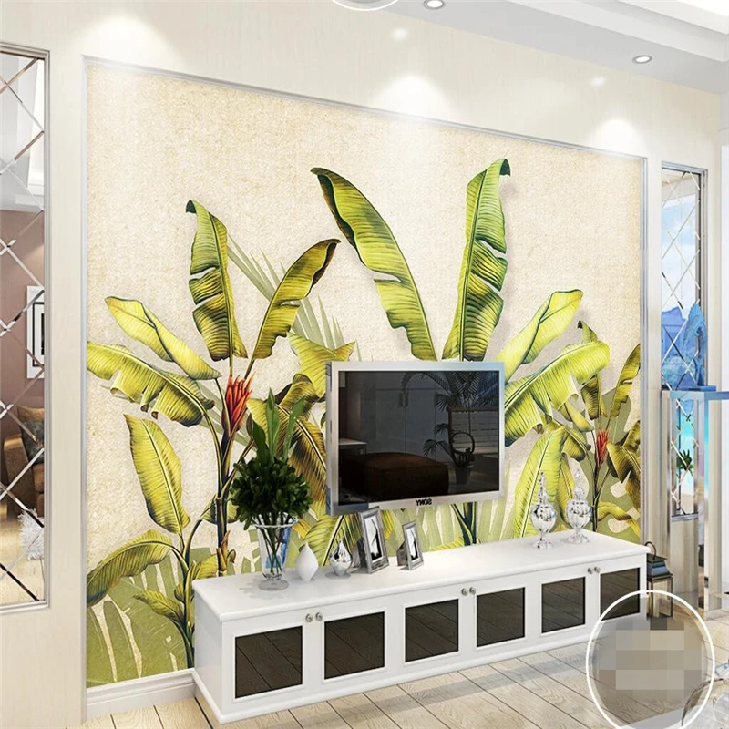 Custom Photo Wallpaper 3D Fresco European Style Retro Hand Painted Banana Tree TV Background Wall Paintings papel de parede