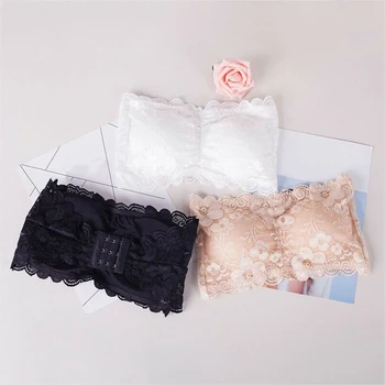 

Black White Skin Color Breathable Bra Sexy Summer Women Strapless Bra Lace Tube Top Bandeau Crop Tank Underwear New