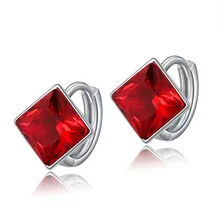 

Rinntin Beautiful luxury Earring with Princess Cut Austrian Zircon Red Crystal Party Earrings for Woman Fashion Jewelry DOE102
