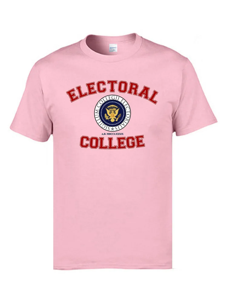 Electoral College Collegiate Design 4752 2018 Fashion Mens Tshirts Round Collar Short Sleeve Cotton T Shirt Cool Tshirts Electoral College Collegiate Design 4752 pink