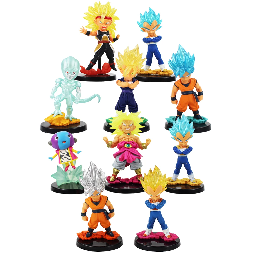 

8cm 5pcs/lot or 10pcs/lot 2styles Dragon Ball Z Super Saiyan Son Goku Kakarotto Vegeta Broli Vegetto Gogeta action figure model