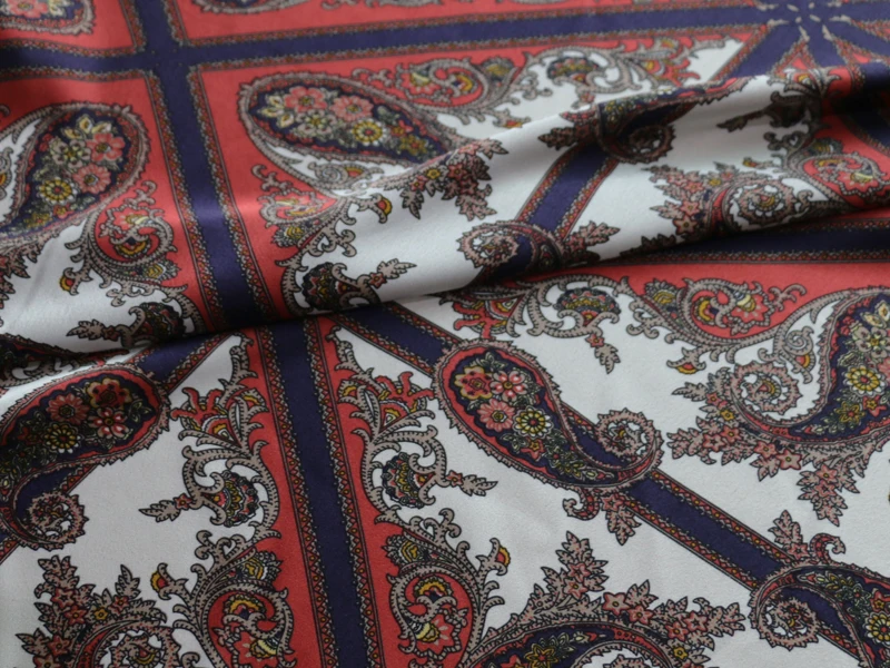 Этническая ткань "пейсли" креп-сатин Шармез платье шарф материал ПОЛИЭСТЕР пэчворк