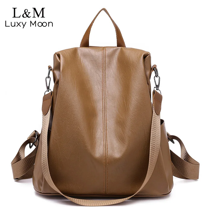 womens leather anti theft backpack