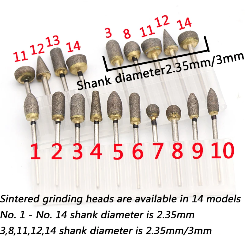 Прочный 3 мм Алмазные Заусенцы шлифовальной головки поворотные Резьба Инструменты спеченные абразивные для Jade пилинг Dremel Аксессуары