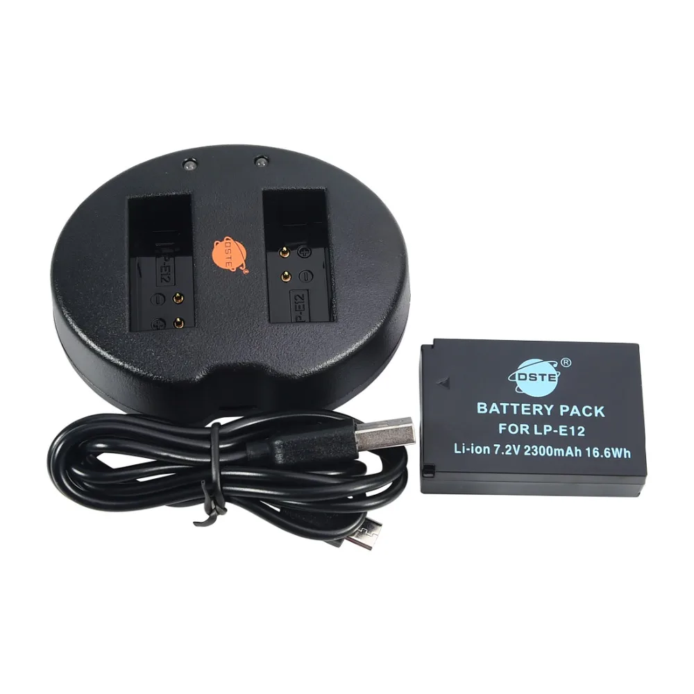 DSTE LP E12 Rechargeable Battery + USB Dual Charger for Canon M 100D