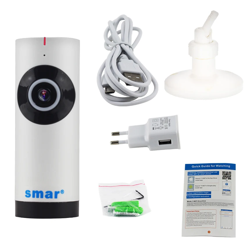 Smar HD 720P Беспроводная ip камера 360 градусов панорамная рыбий глаз ночного видения