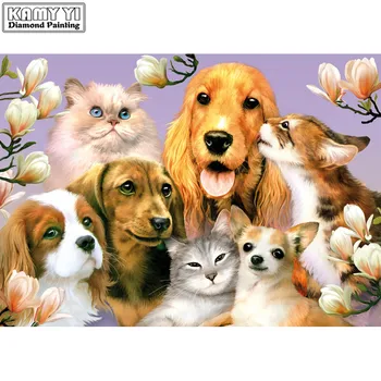 

Full Square/Round Drill 5D DIY Diamond Painting Dog and cat family 3D Embroidery Cross Stitch Mosaic Rhinestone Decor HYY