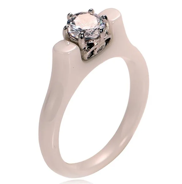 Модное керамическое кольцо с кристаллами, 6 мм, кубический цирконий, черный/белый цвет, женское ювелирное изделие, обручальное кольцо, подарки - Цвет основного камня: 14931