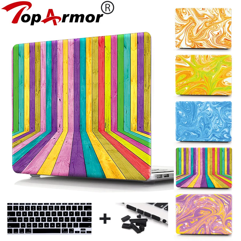 Rainbow Wood Pattern Hard Case For Macbook Laptop Cover For Apple Macbook Air 11 13 Car Cases For Touch bar 13 15 Retina