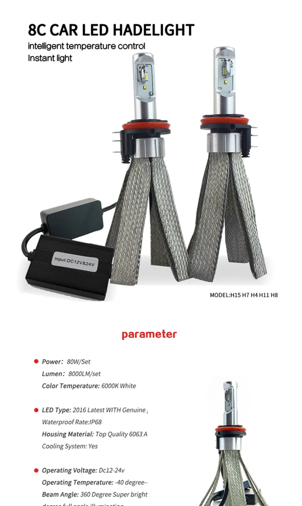 C6 LED headlight bulbs 