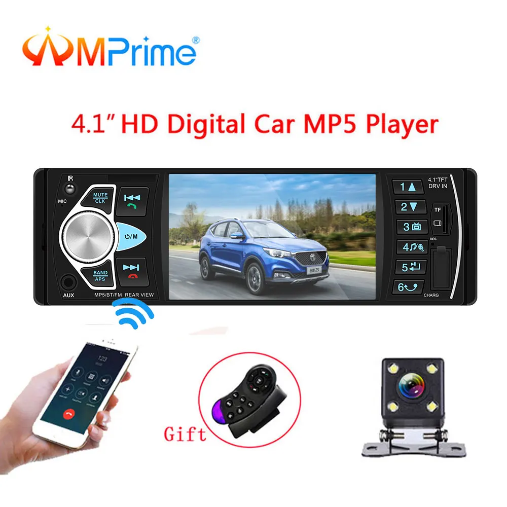 AMPrime Car radio 1Din MP3 player Car Radio Audio Stereo USB AUX FM Radio Station Bluetooth
