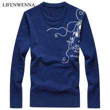 Осень Высокое качество для мужчин's свитеры для женщин мода печатных О образным вырезом вязаный свитер мужчин s Новинка года повседнев