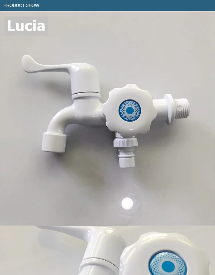 Double handle bathroom Plastic quick opening long body valve faucet 1/2 ...
