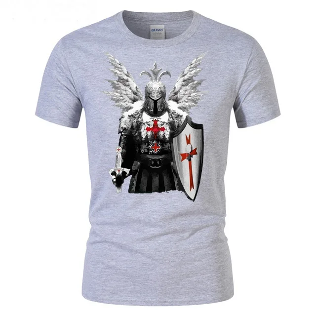 

Classical mens T Shirt Knights Templar T-Shirt youth boy Tops Tee Summer Man Fitness basic cotton Tshirt Manly Warrior teeshirts