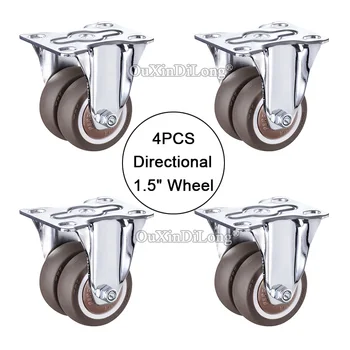 

4PCS 1.5'' Universal Furniture Casters with Brake Directional Double Wheels Runners for Platform Trolley Chair Bearing 45KG/PCS