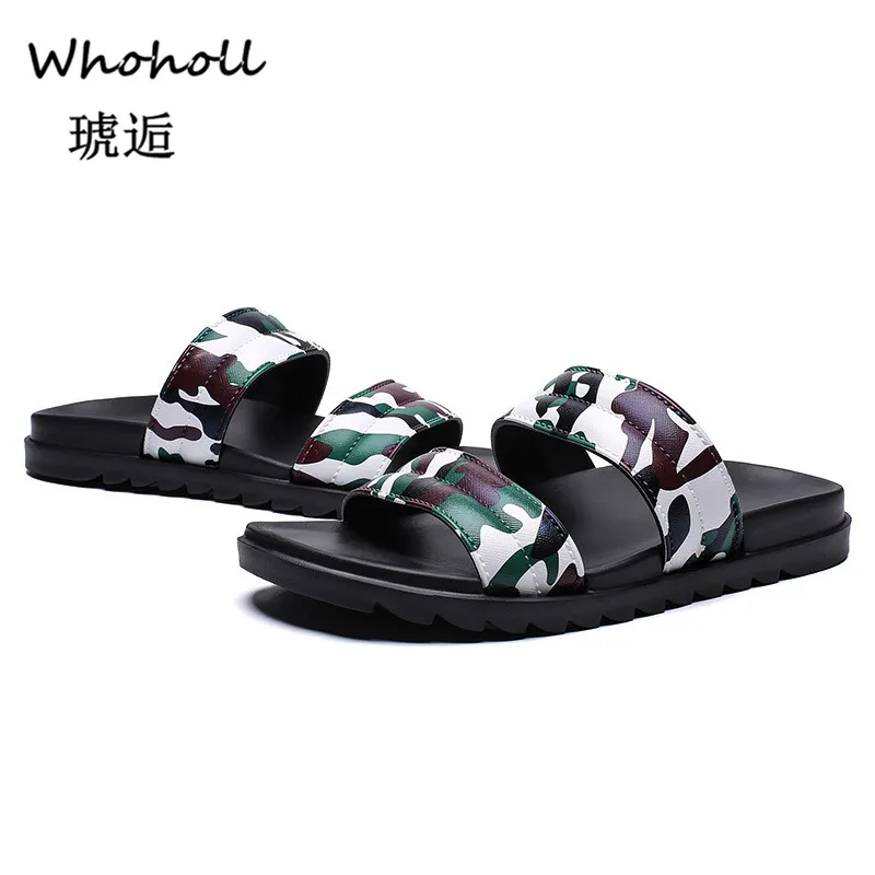 

WHOHOLL New Men Beach Slippers Hollow Summer Slippers Men Flip Flops for Man Sandalias Outdoor Summer sandals Male Shoes