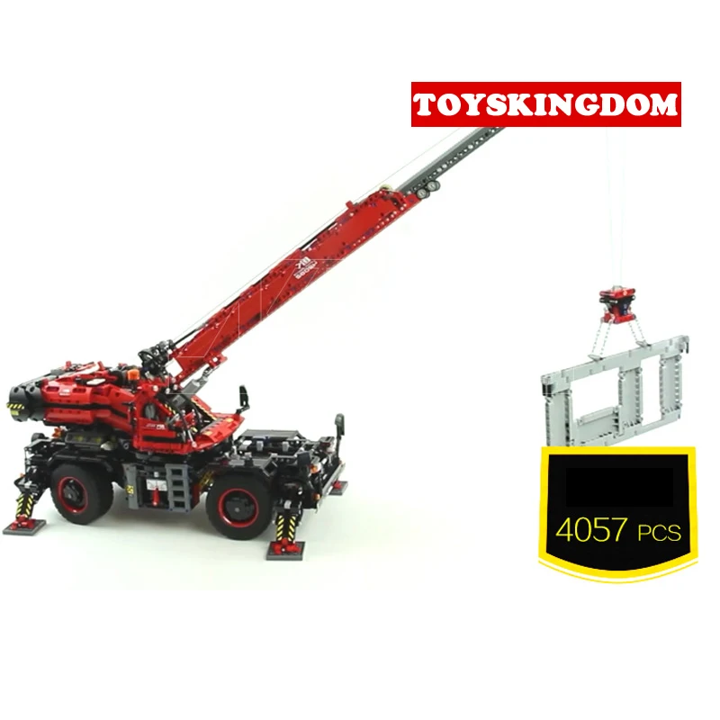 

City techincs Engineering red rough terrain crane building block 2in1 Electric power model brick 42082 education toys for gifts