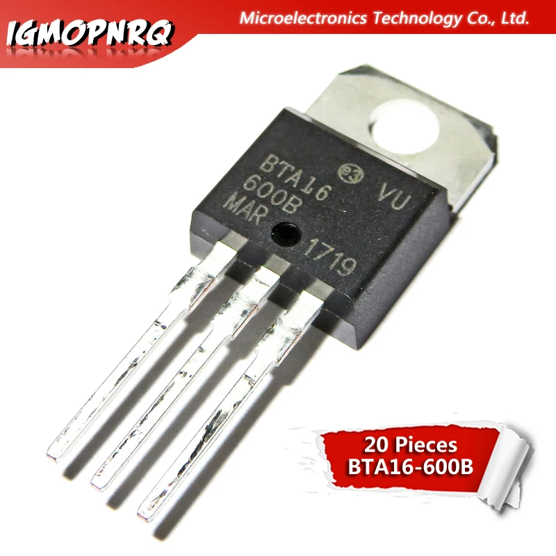 20pcs BTA16-600B BTA16-600 BTA16 Triacs 16 Amp 600 Volt TO-220 new original | Электронные компоненты и