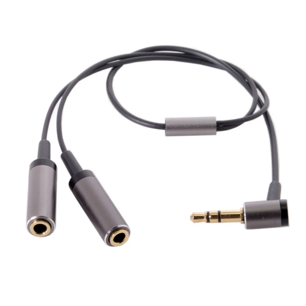 

3.5mm Stereo Headphone Audio Cable 90 Degree Angled 3.5mm Splitter Male to 2 Female for Earphone