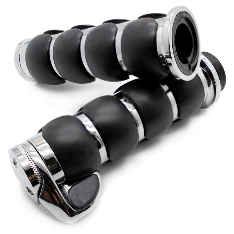 Nuoxintr 25mm Motorcycle Chrome Black Sharp Handle Bar Hand Grips for Harley Honda Shadow VT VTX1300 1800 Yamaha Suzuki Kawasaki