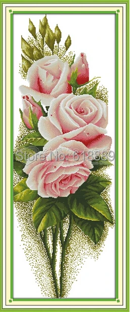 

Big Size Handmade Pink Rose Flower Painting Counted Cross Stitch 11CT printed 14CT Cross Stitch Set Embroidery Kits Needlework