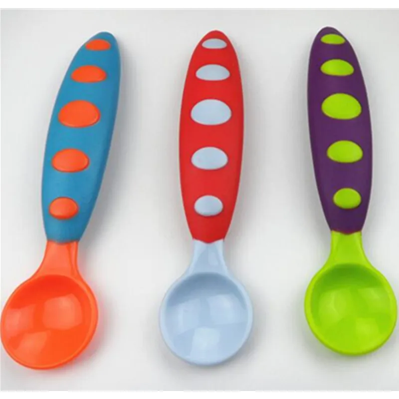 Infant Tableware Spoons Double Color Cartoon Meal Spoon Baby Products